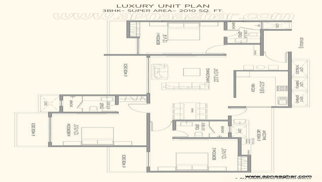 3BHK 2010 sq ft  |Flat|Mohali | Chandigarh| Punjab | Zirakpur| Apnaaghar.com | 9781191177